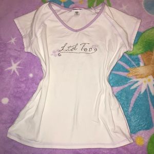 Limited Too Y2K white and purple rhinestone tee